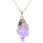 Traveller Location: BOUTIQUELOVIN Full Wire Wrap Raw Amethyst Stone Pendant Necklace  Natural Healing Chakra Crystals for Women (Gold Dipped): Jewelry