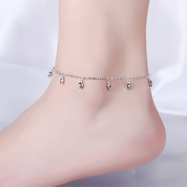 Women Ankle Chain Bracelet Fashion Jewelry Genuine 925 Sterling Silver  Anklet Plain Silver Stylish Ankle Bracelet