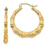 14k Yellow Gold Bamboo Hoop Earrings