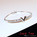 European Brand Letter V Bangle Bracelet Luxury Zircon Charms Bangles For  Women Party Fine Jewelry Costume Accessories Bangles Gold Designs Bangle  Braclets