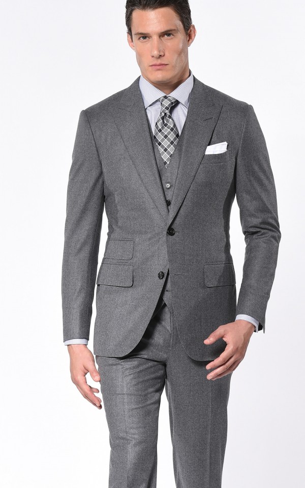 STEEL GREY FLANNEL CLASSIC 2-BUTTON SUIT