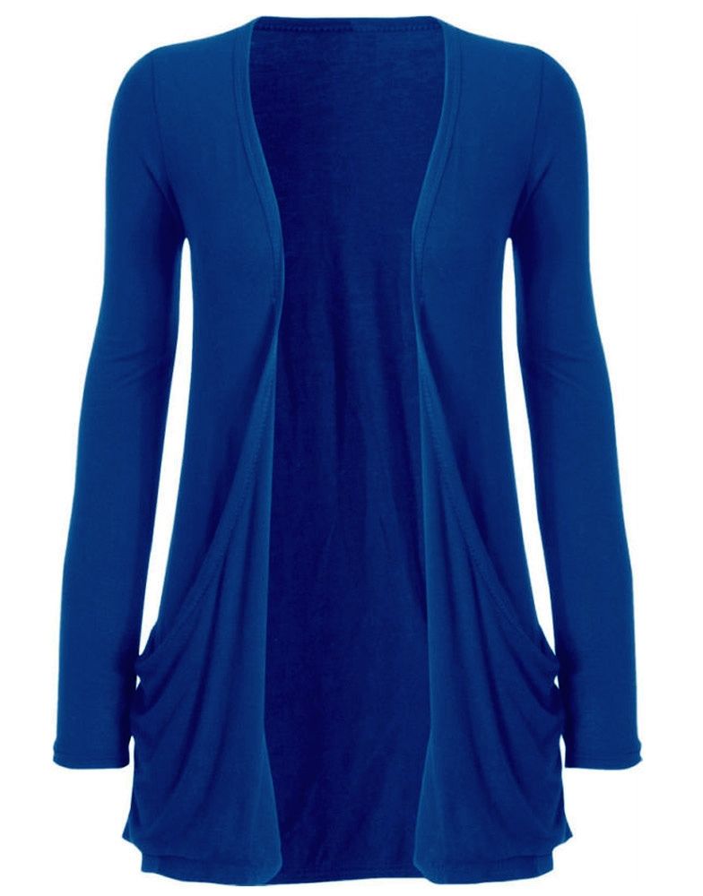 blue cardigan |  are here: Home > Royal Blue Drape Pocket Open Front  Jersey Cardigan