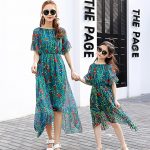 Mother and daughter princess dress family matching clothes beautiful bohemian  dresses for party and wedding red