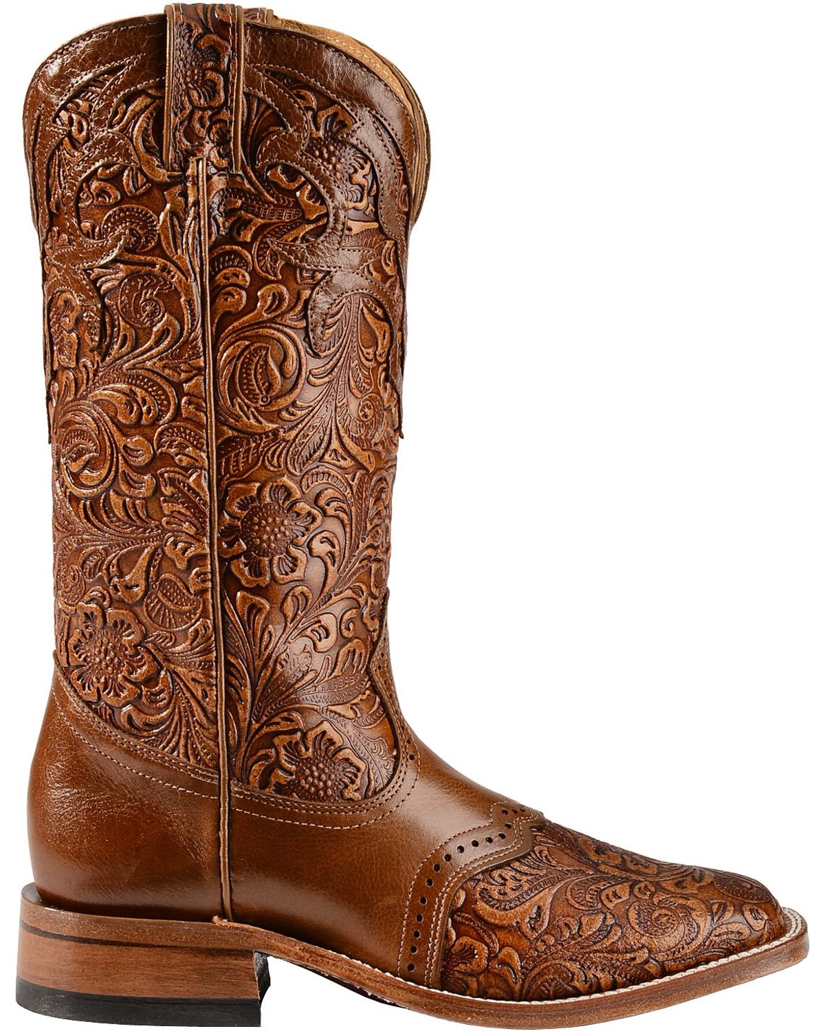 Boulet Hand Tooled Belmont Cowgirl Boots - Square Toe, , hi-res