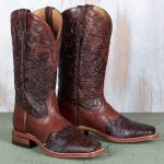 Brown tooled leather cowboy boots by Boulet