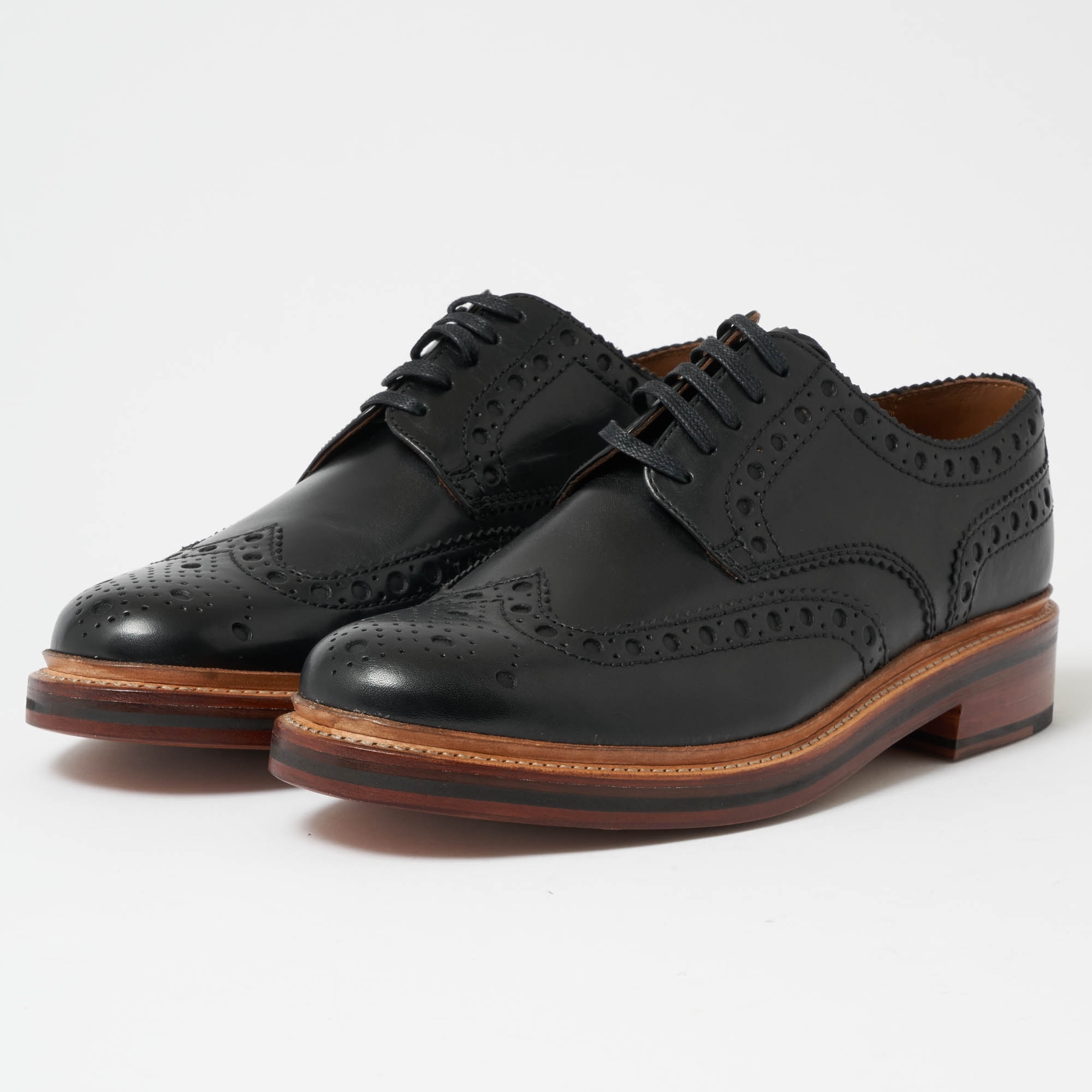 Grenson Archie Black Brogue Shoes 506701