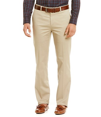 Roundtree & Yorke Travel Smart Non-Iron Flat Front Straight Fit Ultimate  Comfort Stretch Chino
