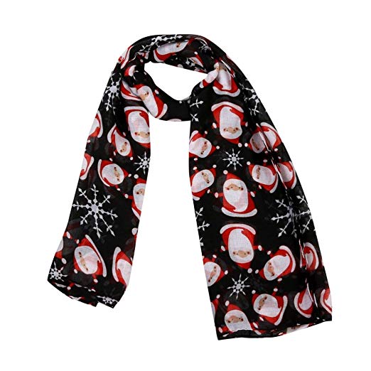Xmas Hot Sale! Christmas Scarves for Women Santa Print Lightweight Winter  Autumn Scarf Wrap Shawl