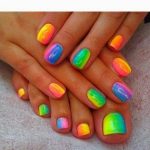 Blocked Rainbow Nail Art Design