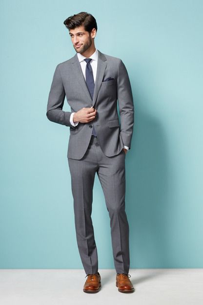 Cool Grey Men Suits Costume Homme Groomsmen Tuxedo Groom Suit Bespoke  Business Suits M256