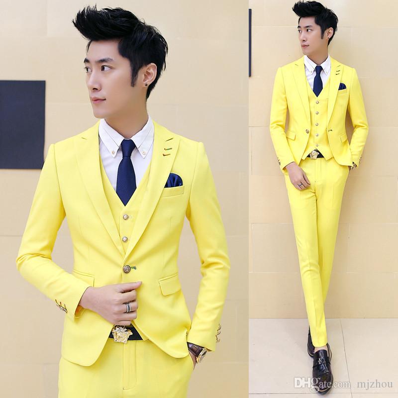 2019 Bright Colors Men Korean Style Fashion Cool Suits Set Handsome Wedding  Groomsman Blazers NEW From Mjzhou, $116.82 | Traveller Location