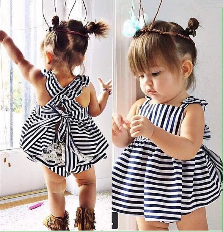 2015 new arrive summer style baby girls clothing set Stripe dress + Briefs  2pcs cute vestido newborn clothes infant baby suit
