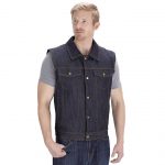 Viking Cycle Freedom Motorcycle Denim Vest Blue Front Side
