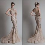 New Designer Luxury Gold Color Gown High Neck Collar Tulle Mermaid Long  Train Appliques Bridal Wear Wedding Dress Designer Bridal Dresses Dress  Bridal From