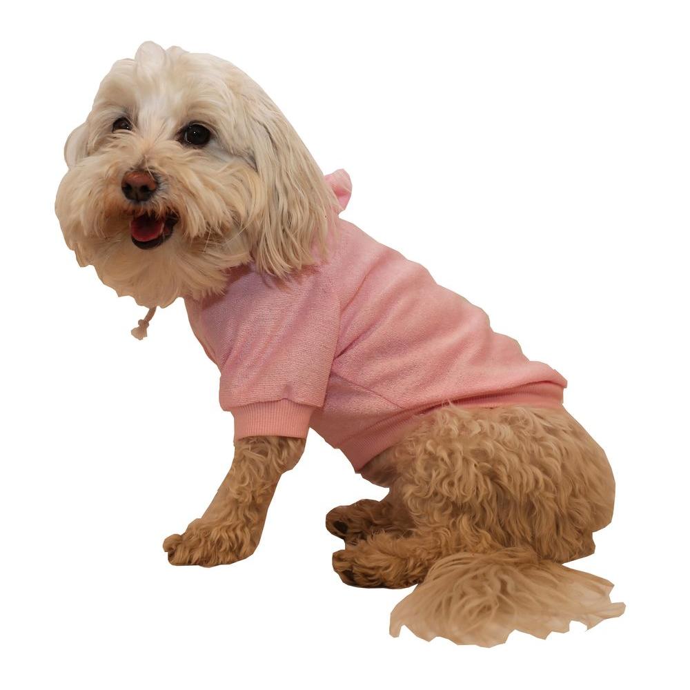PET LIFE Large Bubblegum Pink French Terry Pet Dog Hoodie Hooded Sweater