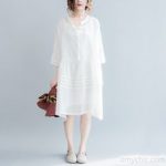 2017 summer linen dresses flowy casual fine linen sundress white linen  dresses plus size