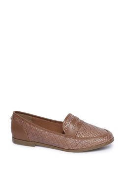 LUNA BLU by Westside Light Tan Weave-Textured Loafers
