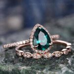 Only the green emerald engagement ring Solid 14k Rose gold ring diamond  halo ring emerald ring rose gold green gemstone ring