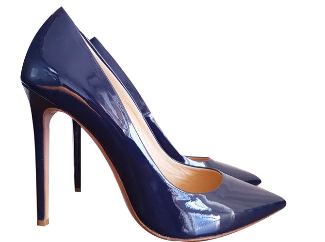 Gianmarco Lorenzi Pumps Heels Patent leather Navy blue ref.71920