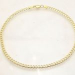 Italian Solid Cuban Curb Ankle Bracelet Anklet 14K Yellow Gold Clad Silver