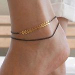 Handmade Black Anklet For Women Set With Gold Arrow Chain By Galis Jewelry  - Gold Ankle