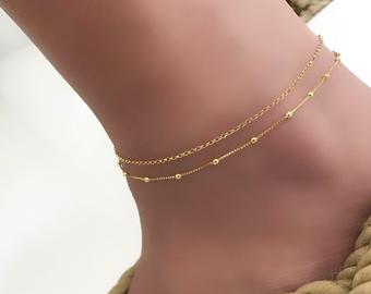 Satellite chain anklet, 24k gold filled satellite chain anklet, gold anklet,  gold chain anklet, chain anklet, minimal anklet