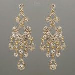 18K Gold Plated GP Clear Crystal Wedding Drop Dangle Chandelier Earrings  00165