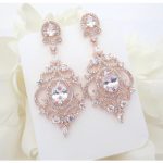 Rose Gold Bridal earrings Rose Gold Chandelier earrings Wedding earrings  Wedding jewelry,CZ earrings Wedding