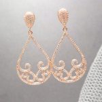 Rose Gold Bridal earrings, Rose gold Wedding earrings, Wedding jewelry,  Teardrop earrings, Rose gold chandelier earrings, Bridal jewelry
