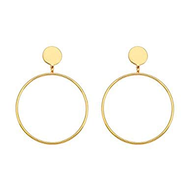 Traveller Location: Cyntan Hoop Dangling Earrings Simple Large Hoops Circle Drop  Earrings for Women Gold Color: Toys & Games
