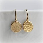 Small Gold Earrings UK, Tiny Gold Dangle Earrings, Ready to Ship, in  Hammered Gold Disc, Perfect Gift for Her Handmade Jewelry ~ Blissaria