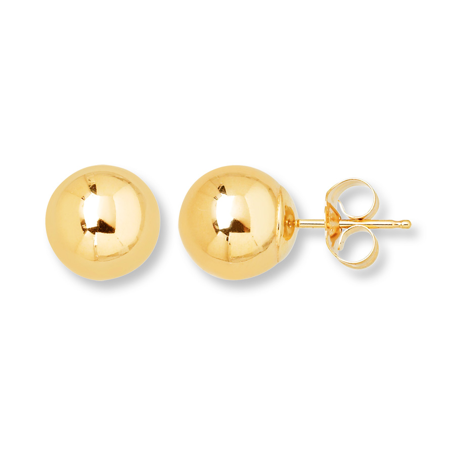 Ball Stud Earrings 8mm 14K Yellow Gold. Tap to expand