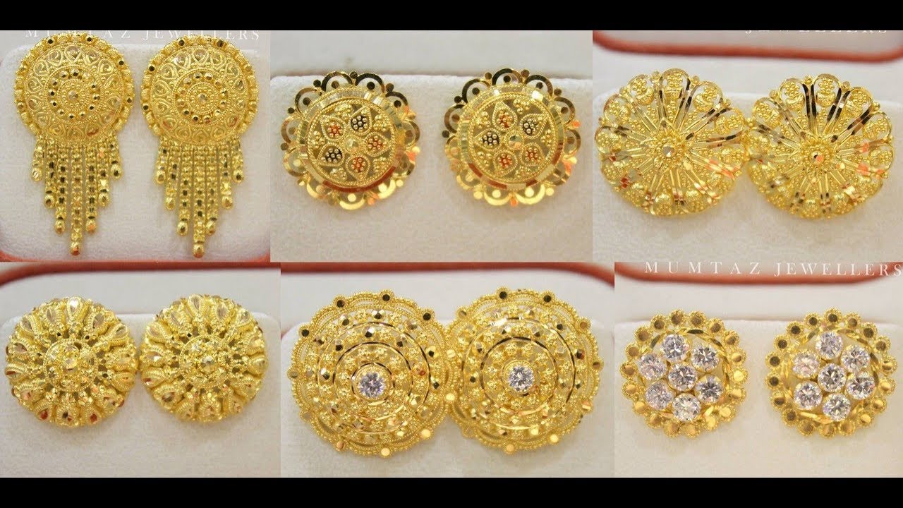 Traditional Gold Studs Round Design For Women
