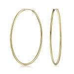 Bling Jewelry 18K Gold Plated Brass Tube Endless Hoop Earrings 2 inches