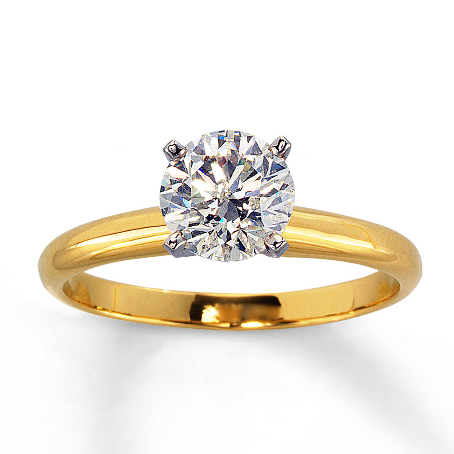 Diamond Solitaire Ring 1 carat Round 14K Yellow Gold