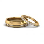 unique matching wedding anniversary bands gifts for him and her in 18K  yellow gold FD8079B NL