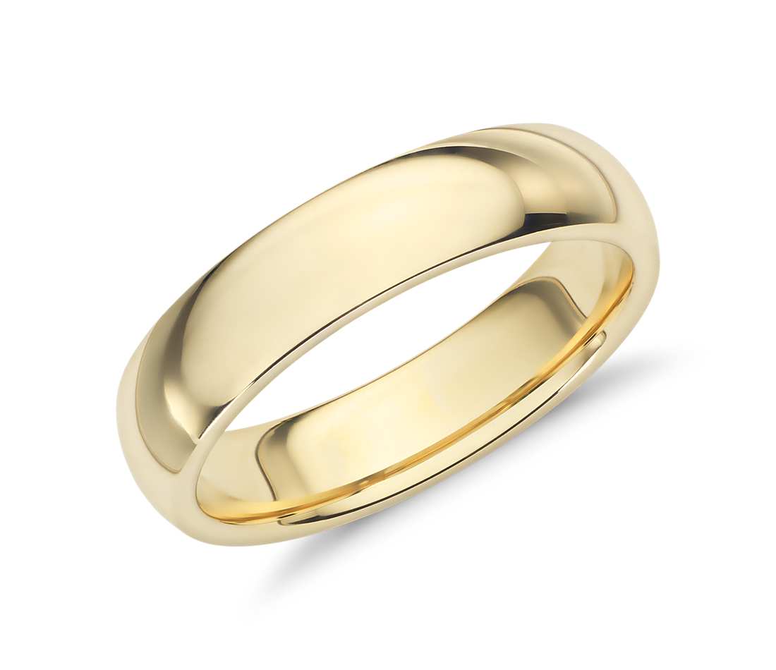 Comfort Fit Wedding Ring in 18k Yellow Gold (5mm)