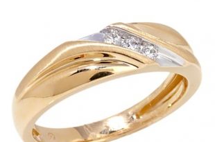 10K Yellow Gold Slant-Band Wedding Ring with 3-Diamond Accent - 7922166 |  HSN