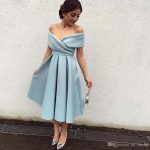 Simple V Neck Pleat Graduation Dresses For College 2016 Tea Length Short  Homecoming Dresses Cheap Ice Blue Satin Arabic Prom Evening Gowns The Best