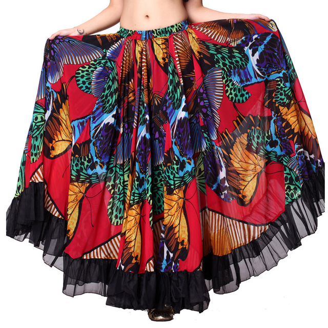 Tribal Belly Dance 2018 Performance Gypsy Skirt Butterfly Full Circle  Flamenco Skirt Women Gypsy Belly Dance
