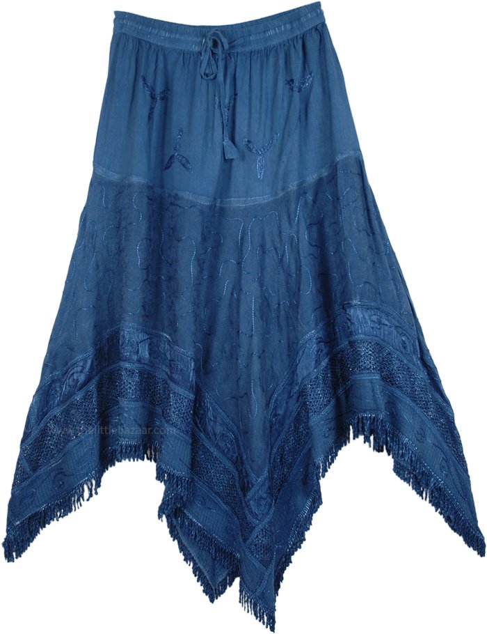 Radical Renaissance Rodeo Gypsy Skirt | Blue | Embroidered, Misses ...