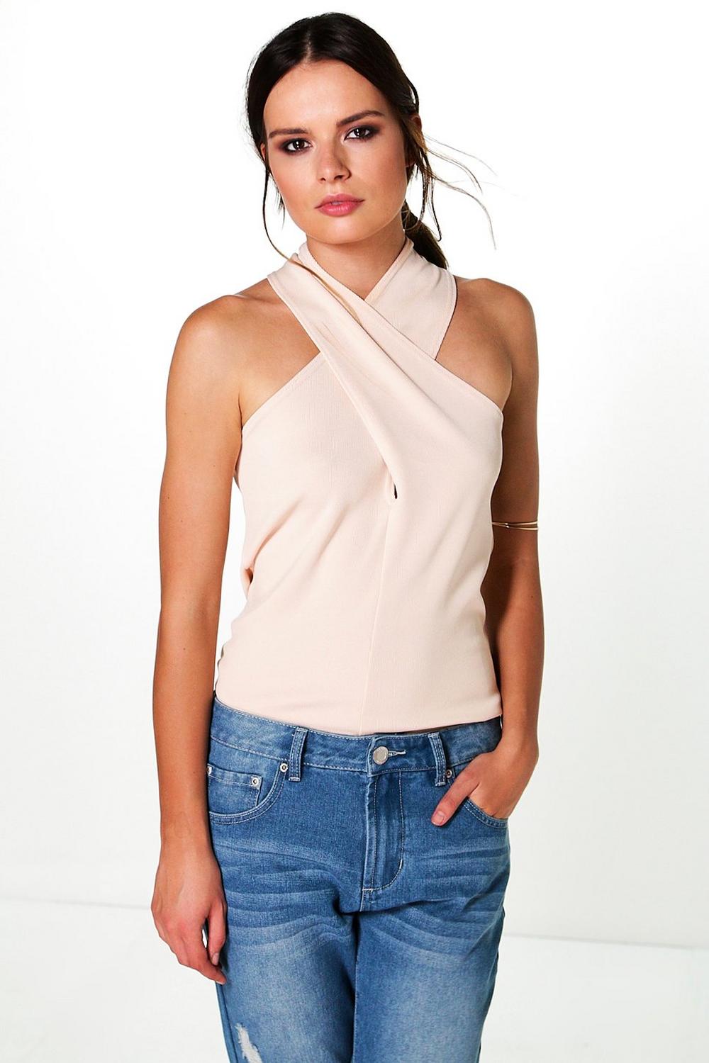 Willow Compact Rib Wrap Front Halter Neck Top