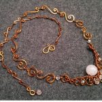 How to make necklace with pink quartz - Handmade copper wire jewelry 61