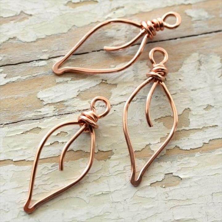 Copper Wire Jewelry |  copper wire small handmade wirework by  mycorabella leaves solid