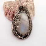 Wire Wrapped Moonstone Pendant Necklace, Sterling Silver, Antiqued Silver Wire  Jewelry, Handmade Wire Weaved Jewelry
