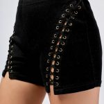 shops High Waist Lace Up Denim Shorts - BLACK M