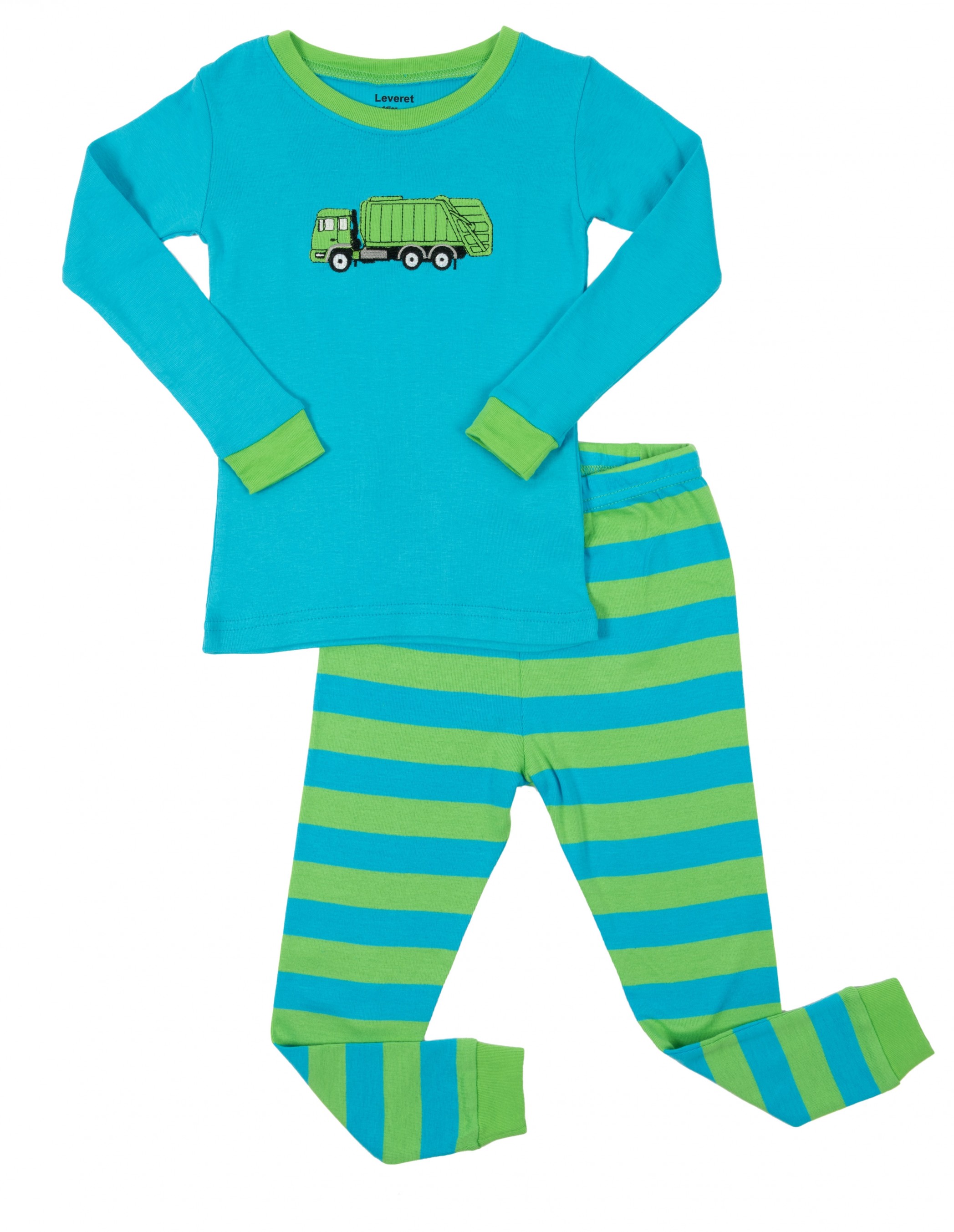 Leveret Kids & Toddlers Boys Garbage Truck 2 Piece Cotton Pajama Set (6M-14Y