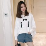 Spring Oversized Loose Print Long Sleeve Women T Shirt 2018 Korean Fashion  Casual Letter O Neck
