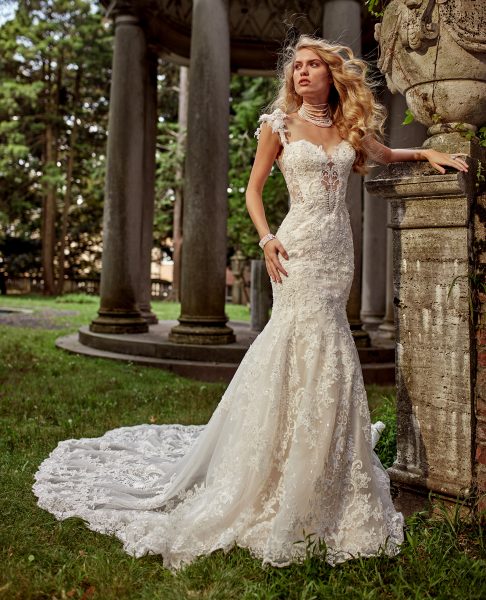 Sweetheart Neck With Embellished Spaghetti Straps And Beaded Lace Wedding  Dress by Eve of Milady -