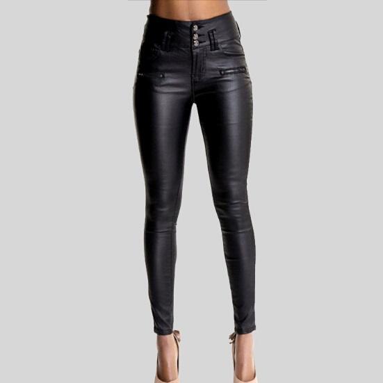 2019 Fashion Stretchy Plus Size Black Faux Leather Pants Skinny High Waist  Jeans Women Pantalon Cuero Mujer Pantalon Cuir Femme From Molystory,